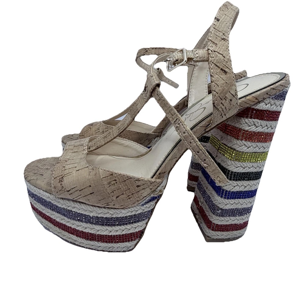 Jessica Simpson Cork Platform Multi Pride Month Rainbow Party Nightclub Dance